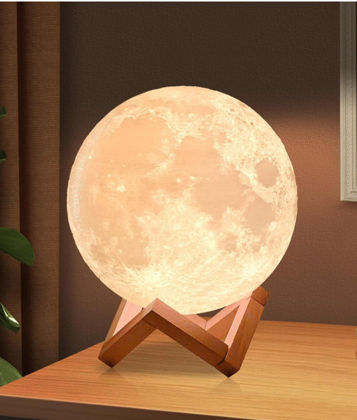 Lampe lune 3D 16 Couleur Avec support en bois/Distant/Contrôle tactile