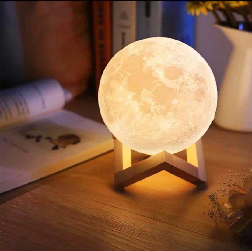 Lampe lune 3D 16 Couleur Avec support en bois/Distant/Contrôle tactile